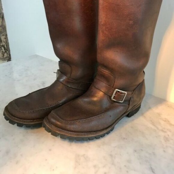 Outdoor Tall Brown Leather Snake Boots - Picture 10 of 12